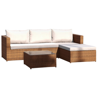 Hospitality Rattan Sapphire 3 Pc Sofa Sectional Set (Brown) 1473-BRW-3PC-SET - BetterPatio.com