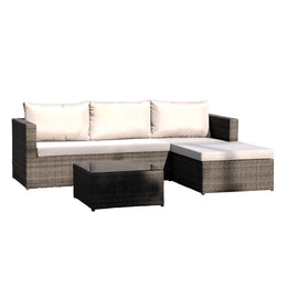 Hospitality Rattan Sapphire 3 Pc Sofa Sectional Set (Grey) 1473-GRY-3PC-SET