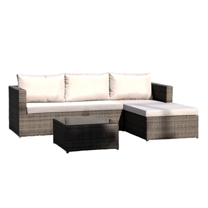Hospitality Rattan Sapphire 3 Pc Sofa Sectional Set (Grey) 1473-GRY-3PC-SET - BetterPatio.com