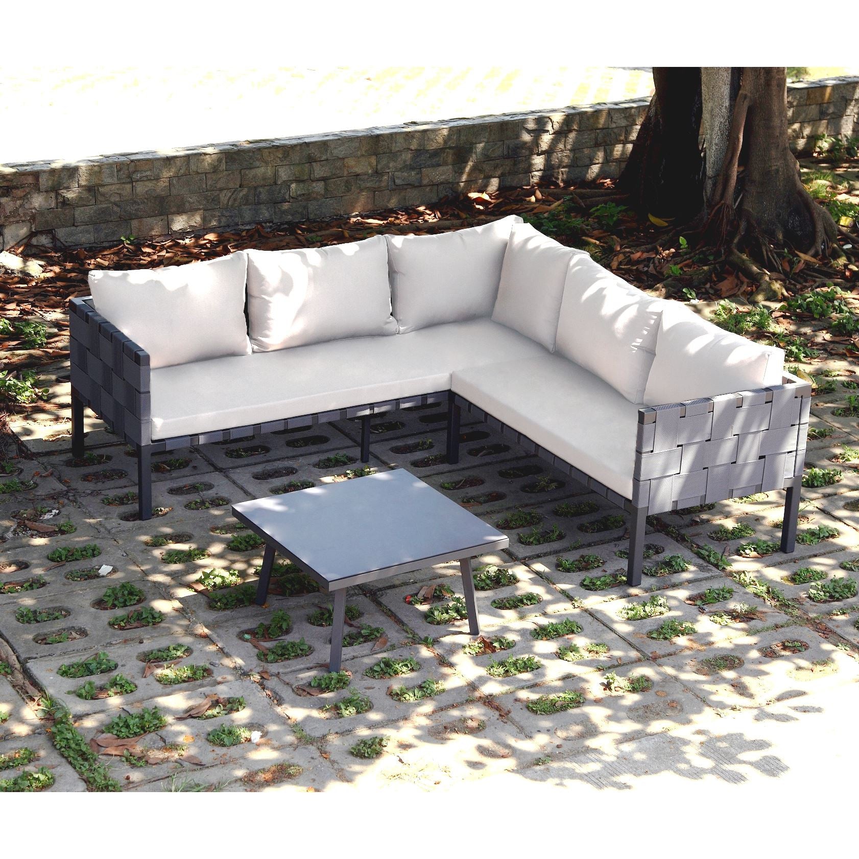 Hospitality Rattan Sapphire 3 Pc Sectional Set 1514-BLK-3PC-SET - BetterPatio.com
