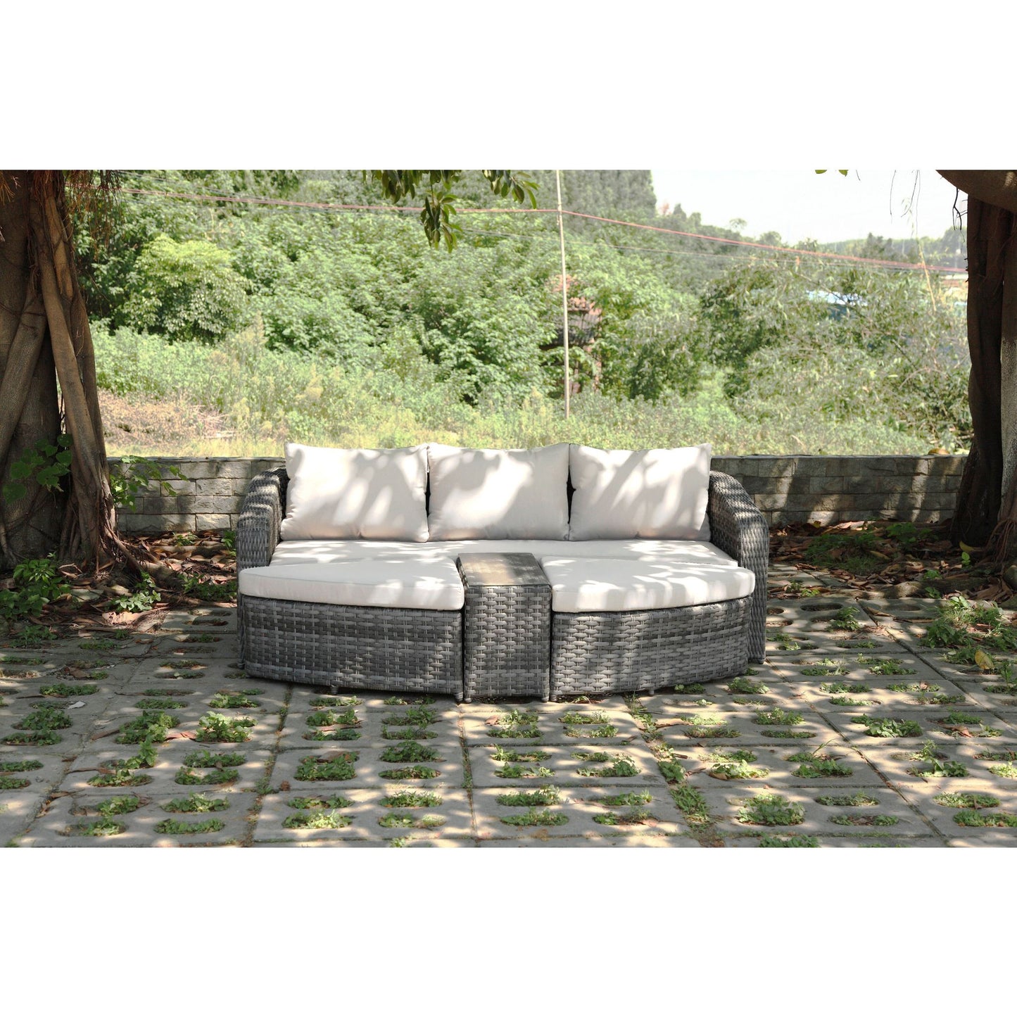Hospitality Rattan Sapphire 4 Pc Daybed Set 1516-GRY-4PC-SET - BetterPatio.com