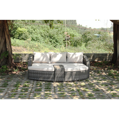 Hospitality Rattan Sapphire 4 Pc Daybed Set 1516-GRY-4PC-SET - BetterPatio.com
