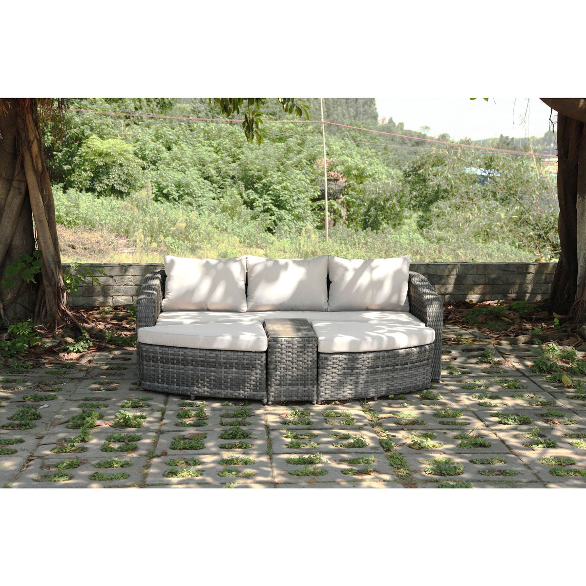 Hospitality Rattan Sapphire 4 Pc Daybed Set 1516-GRY-4PC-SET - BetterPatio.com