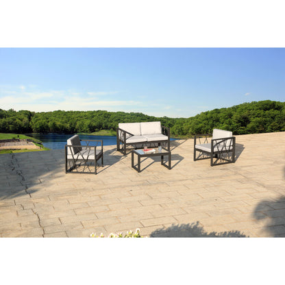 Hospitality Rattan Sapphire 4 Pc Conversation / Living Set With Cushion 1529-GRY-4PC-SET - BetterPatio.com