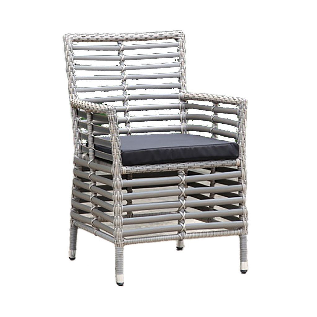 Hospitality Rattan Aluminum Wicker Armchair W/Cushion 1554-GRY - BetterPatio.com