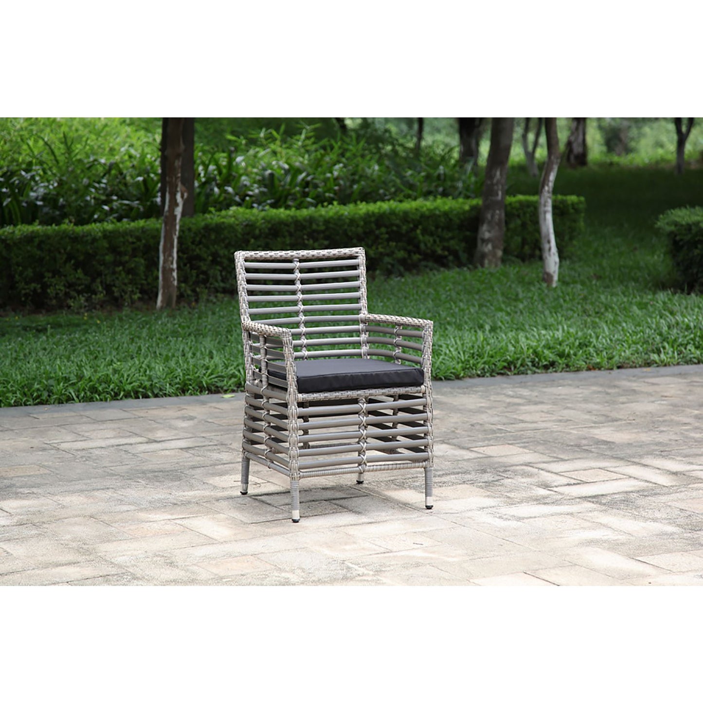 Hospitality Rattan Aluminum Wicker Armchair W/Cushion 1554-GRY - BetterPatio.com