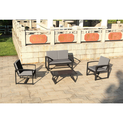 Hospitality Rattan Sapphire 4 Pc Conversation / Living Set 1616-GRY-4PC-SET - BetterPatio.com