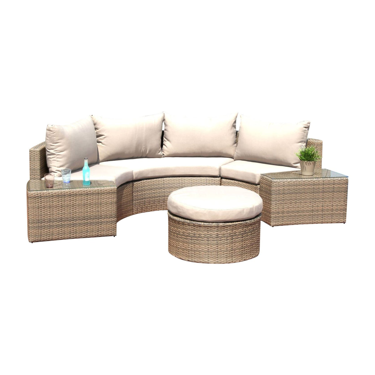 Hospitality Rattan Sapphire 6 Pc Sectional Set W/Cushion 1637-GRY-6PC-SET - BetterPatio.com