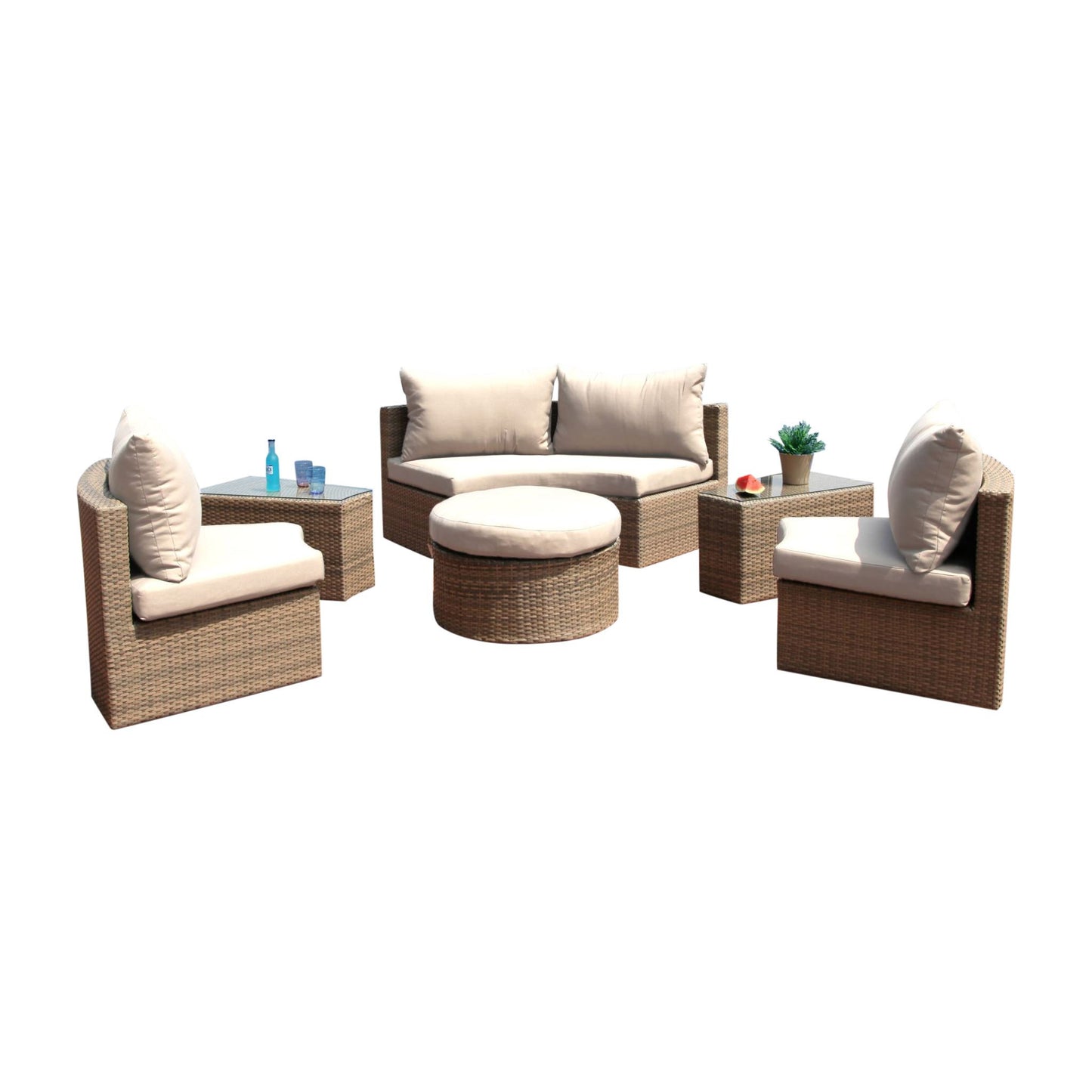 Hospitality Rattan Sapphire 6 Pc Sectional Set W/Cushion 1637-GRY-6PC-SET - BetterPatio.com