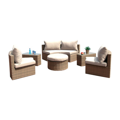 Hospitality Rattan Sapphire 6 Pc Sectional Set W/Cushion 1637-GRY-6PC-SET - BetterPatio.com