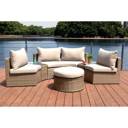 Hospitality Rattan Sapphire 6 Pc Sectional Set W/Cushion 1637-GRY-6PC-SET - BetterPatio.com