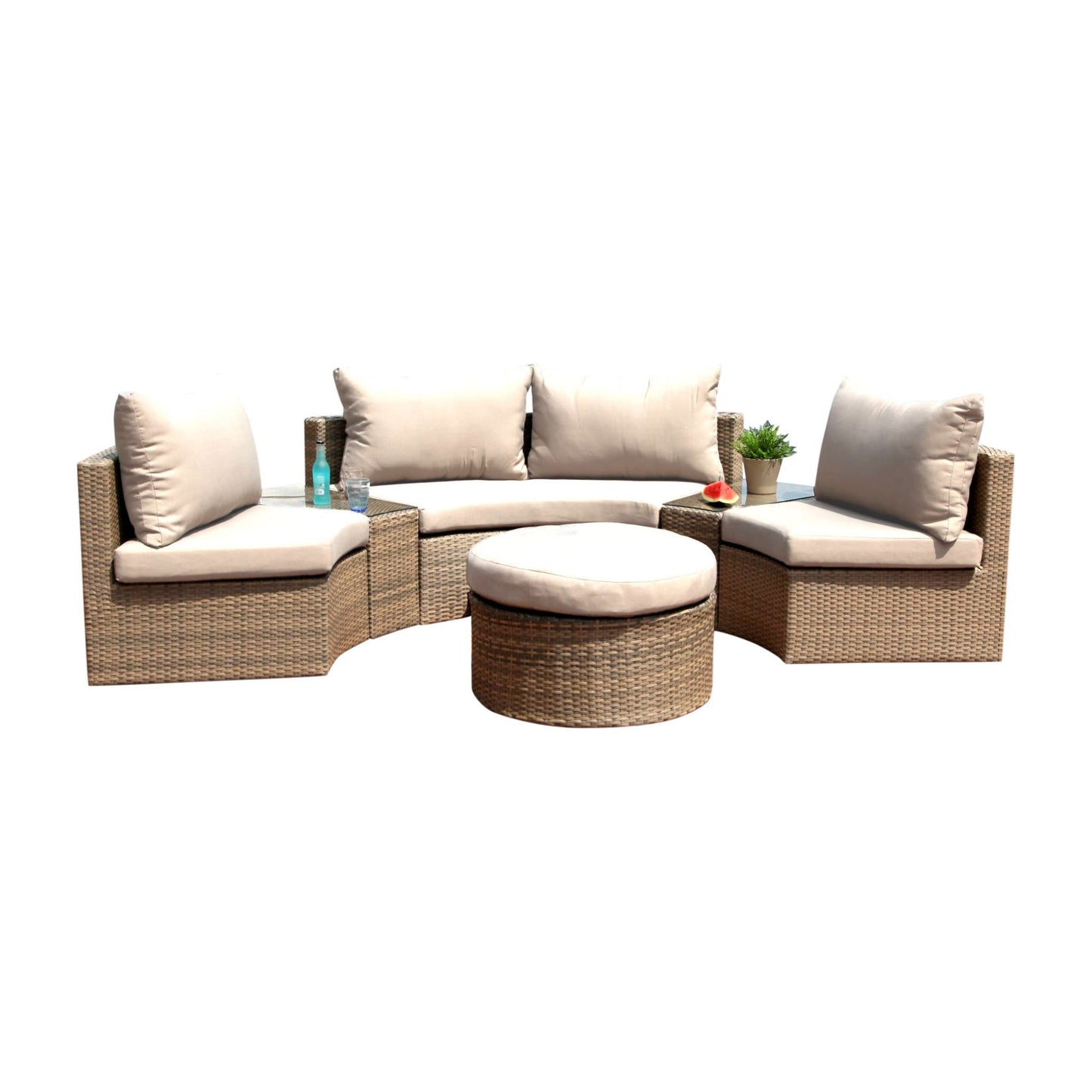 Hospitality Rattan Sapphire 6 Pc Sectional Set W/Cushion 1637-GRY-6PC-SET - BetterPatio.com