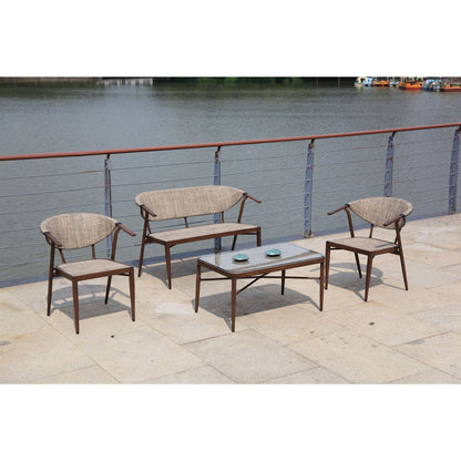 Hospitality Rattan Sapphire 4 Pc Living Set 1638-BRW-4PC-SET - BetterPatio.com