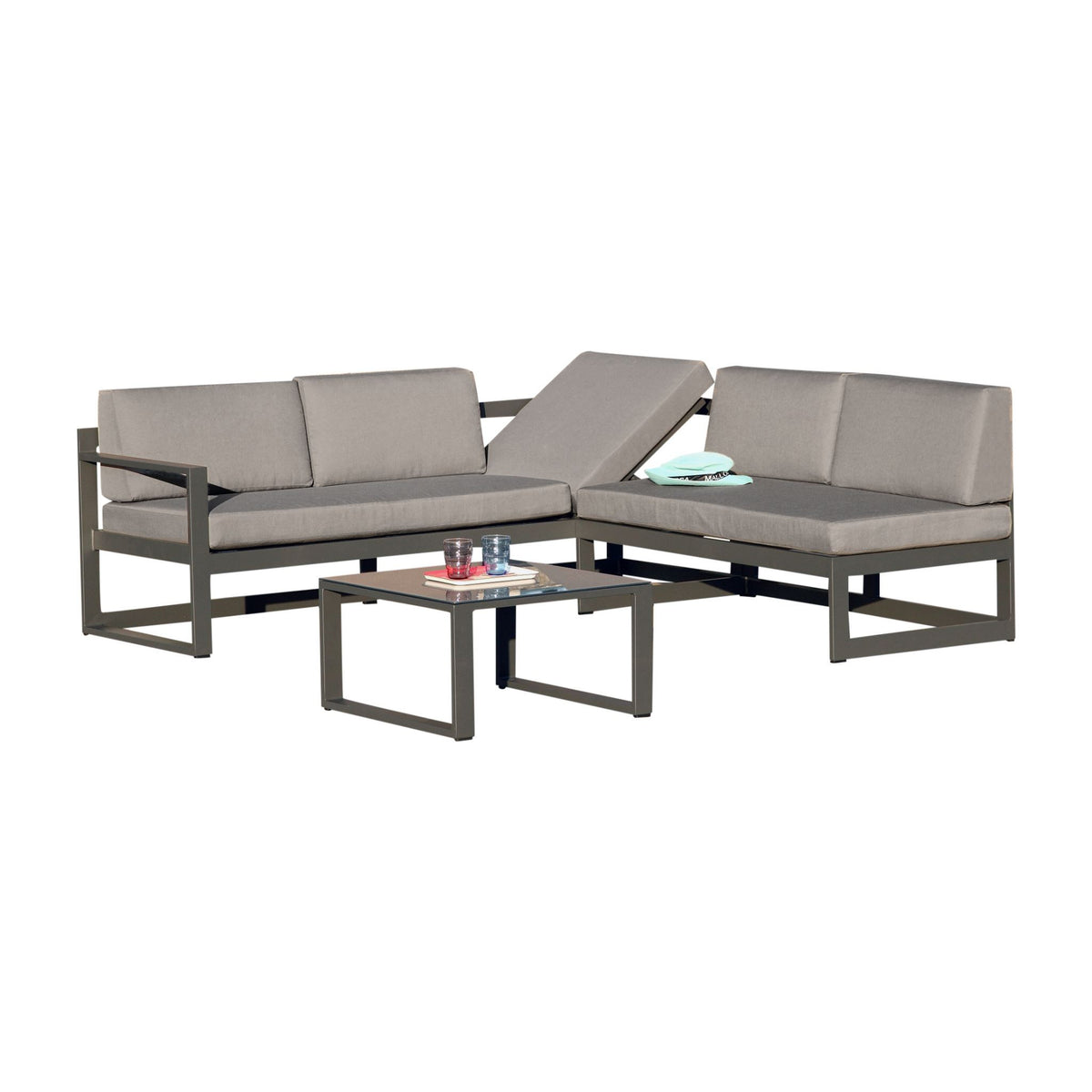 Hospitality Rattan Sapphire 3 Pc Sectional Set 1641-GRY-3PC-SET - BetterPatio.com