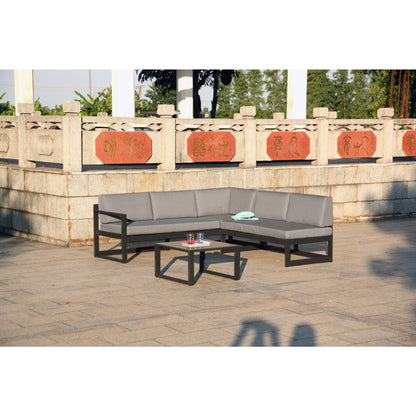 Hospitality Rattan Sapphire 3 Pc Sectional Set 1641-GRY-3PC-SET - BetterPatio.com