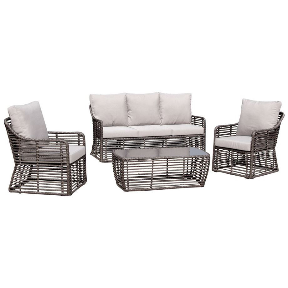 Hospitality Rattan Sapphire 4 Pc Sofa Set With Cushion 2183-GRY-4PC-SET - BetterPatio.com