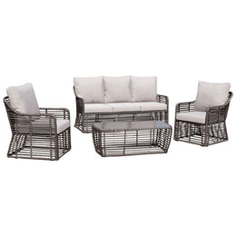 Hospitality Rattan Sapphire 4 Pc Sofa Set With Cushion 2183-GRY-4PC-SET