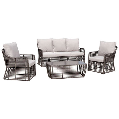 Hospitality Rattan Sapphire 4 Pc Sofa Set With Cushion 2183-GRY-4PC-SET - BetterPatio.com
