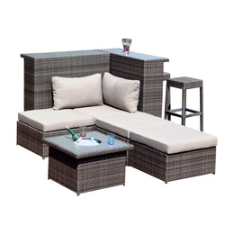 Hospitality Rattan Sapphire 9 Pc Bar/Sofa Set 2277-GRY-9PC-SET