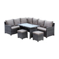 Hospitality Rattan 5 Pc Sectional Dining Set 3215F-GRY-5PC-SET