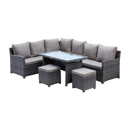 Hospitality Rattan 5 Pc Sectional Dining Set 3215F-GRY-5PC-SET