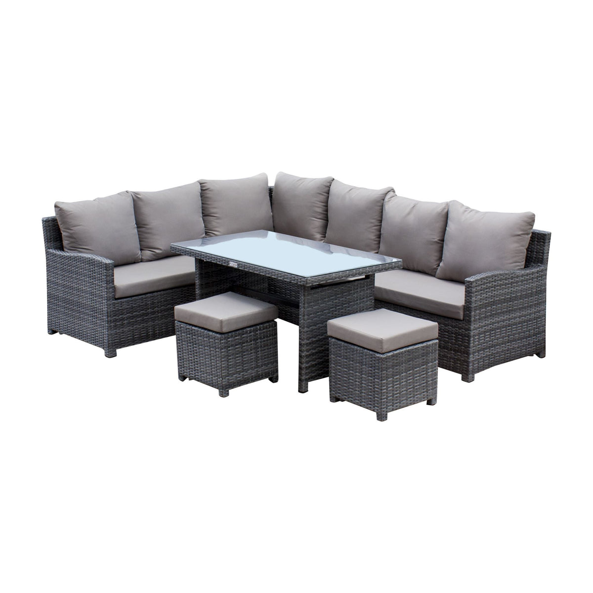 Hospitality Rattan 5 Pc Sectional Dining Set 3215F-GRY-5PC-SET - BetterPatio.com