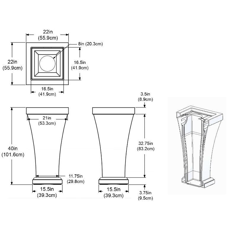 Mayne Bordeaux 40 in. Tall Waste Bin 8866 - BetterPatio.com