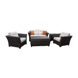Hospitality Rattan Fiji 5 PC Seating Set w/cushions  901-1347-ATQ-5LC-GLASS
