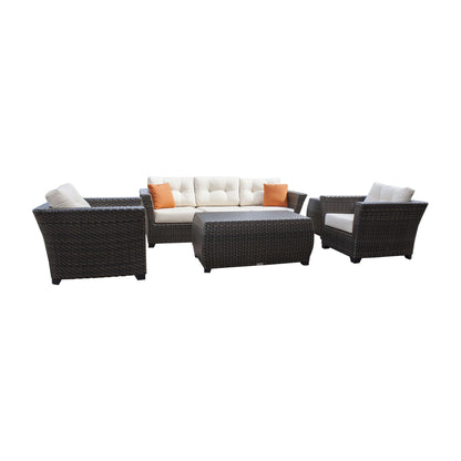 Fiji 5 PC Seating Set w/cushions 901-1347-ATQ-5SC-GLASS - BetterPatio.com