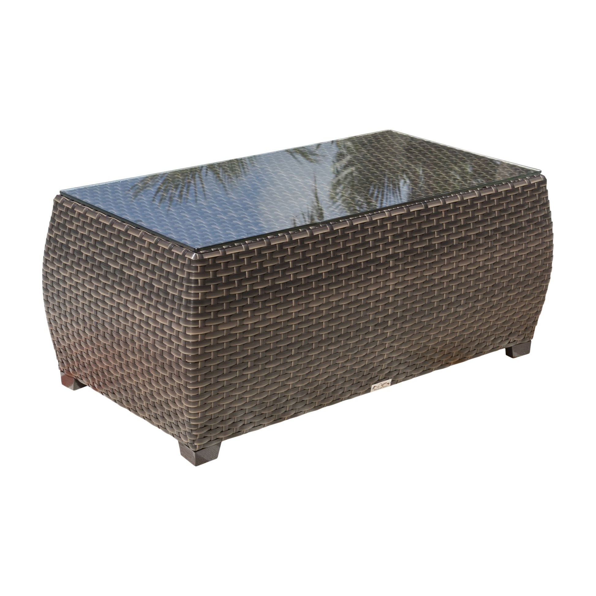 Hospitality Rattan Fiji Coffee Table w/glass 901-1347-ATQ-CT-GL - BetterPatio.com