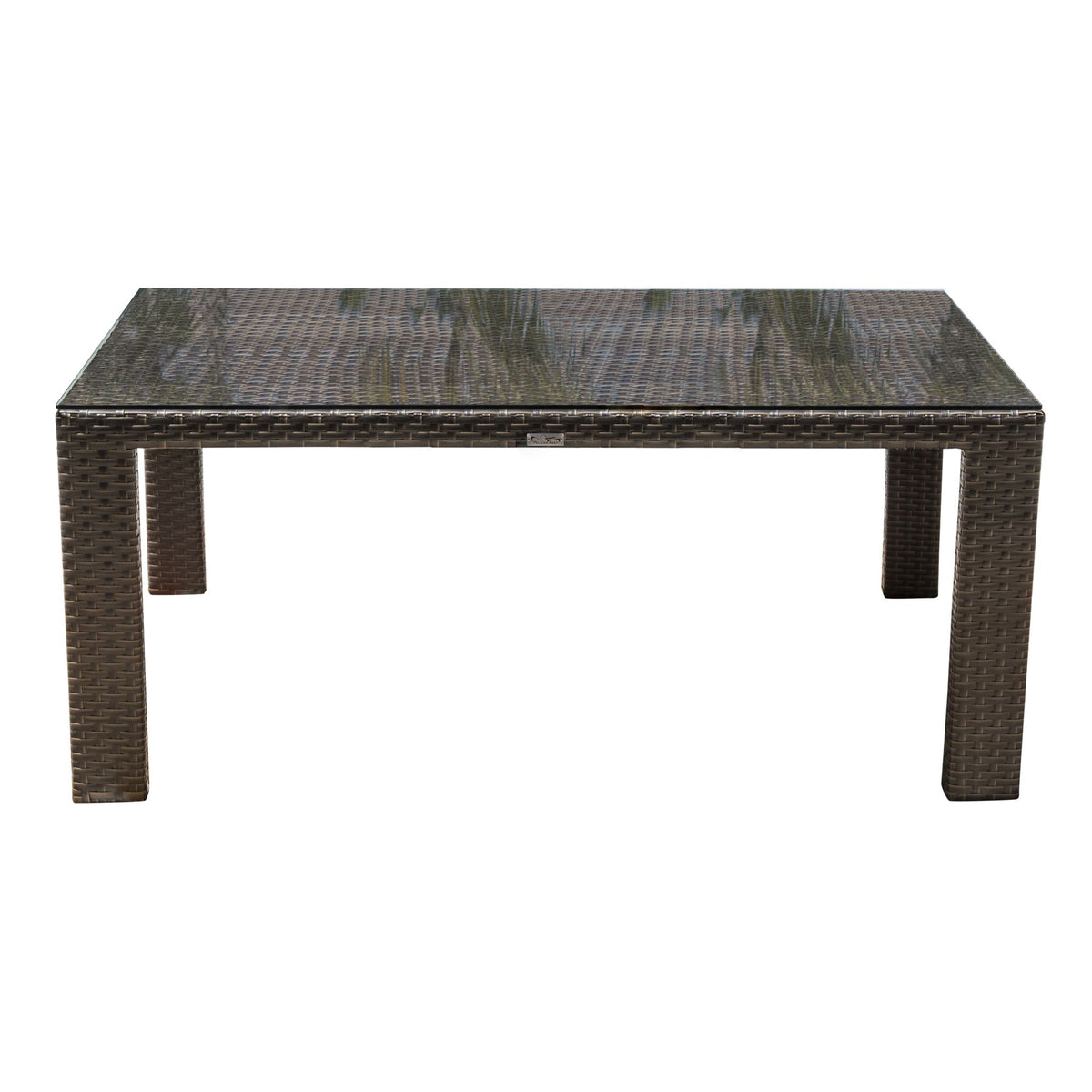 Hospitality Rattan Fiji Dining Table Square Woven Rectangular w/glass 901-3347-ATQ-RT-GLASS - BetterPatio.com
