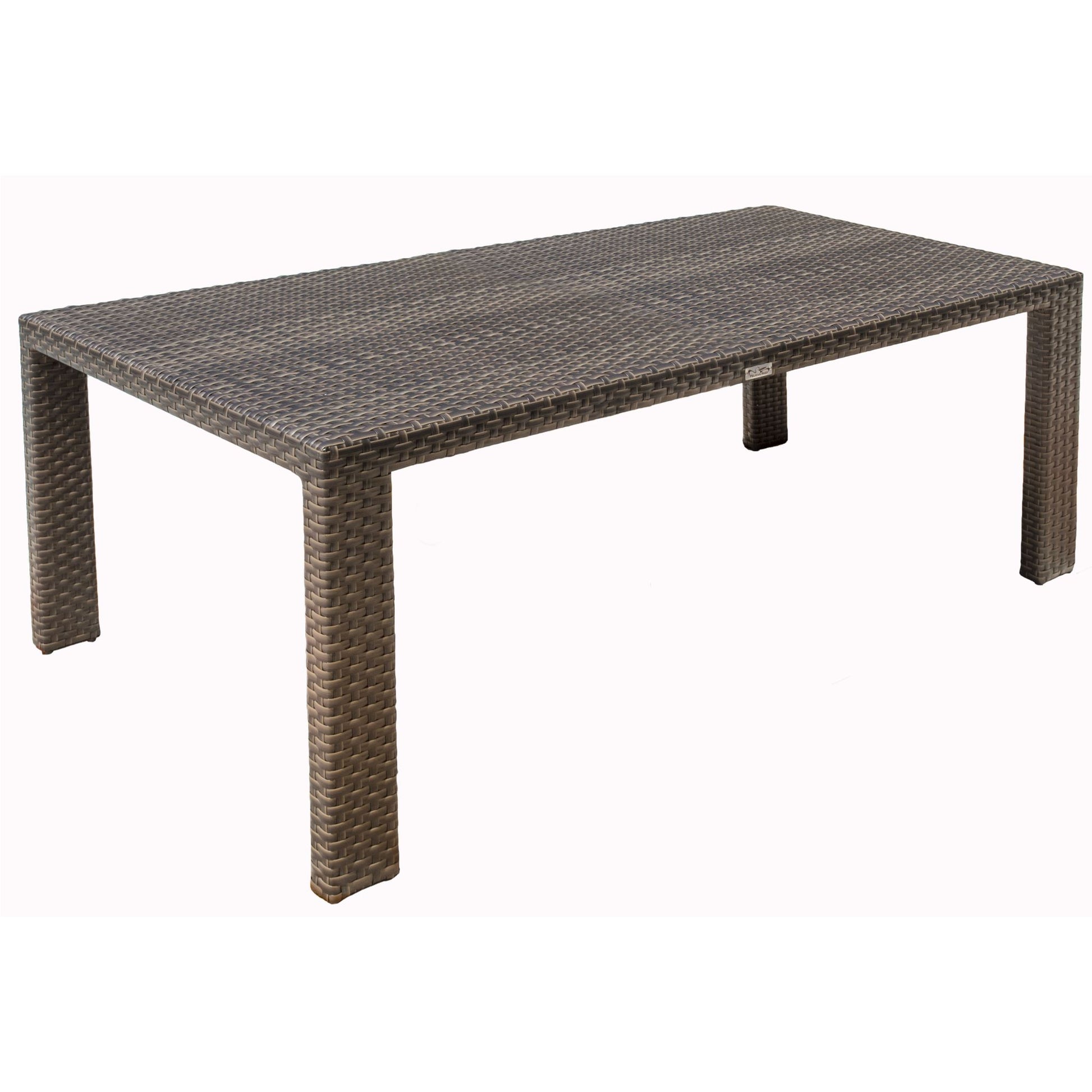 Hospitality Rattan Fiji Dining Table Square Woven Rectangular w/glass 901-3347-ATQ-RT-GLASS - BetterPatio.com