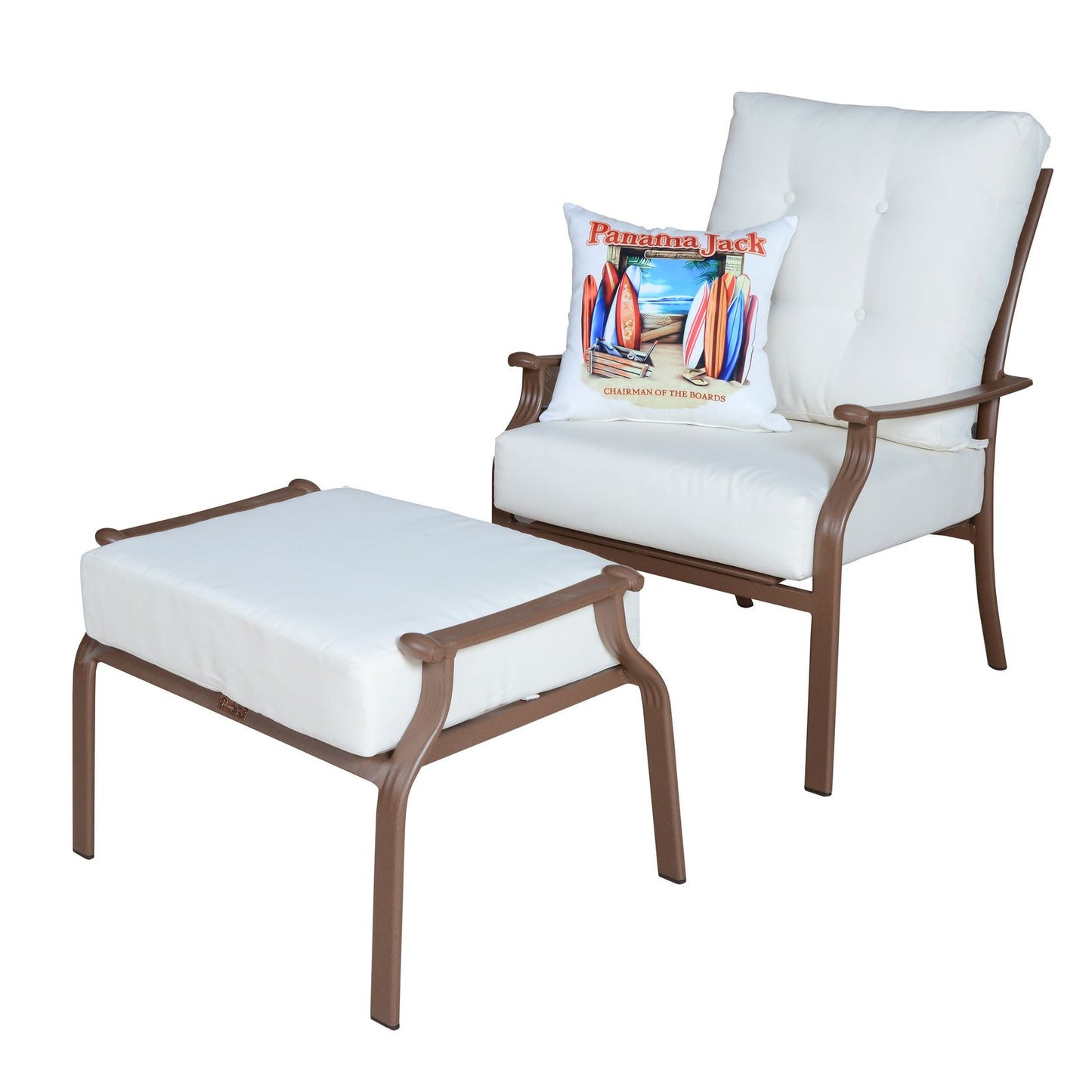 Panama Jack Island Breeze Lounge chair and Ottoman Set Aluminum with Cushions PJO-1001-ESP-2PC - BetterPatio.com