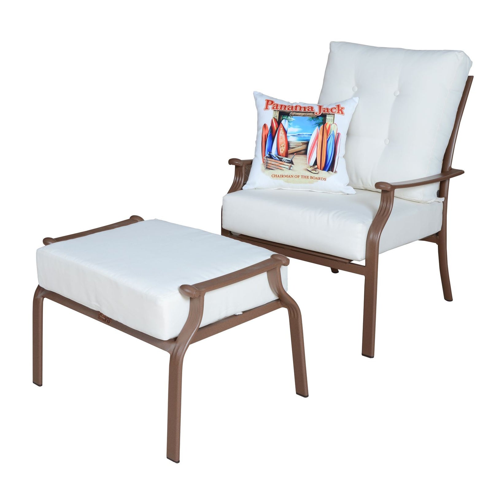 Panama Jack Island Breeze Lounge chair and Ottoman Set Aluminum with Cushions PJO-1001-ESP-2PC - BetterPatio.com