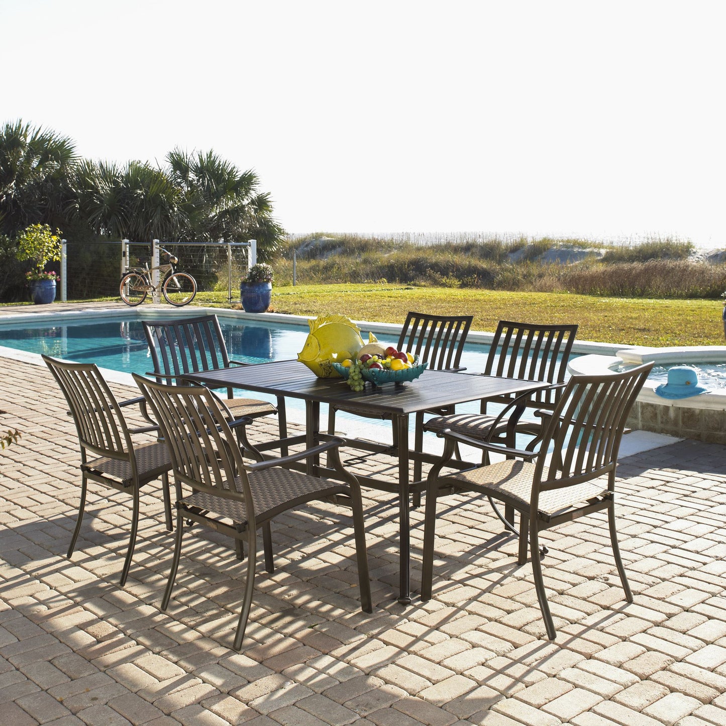 Panama Jack Island Breeze 7 Piece Slatted Dining Set PJO-1001-ESP-7PC - BetterPatio.com