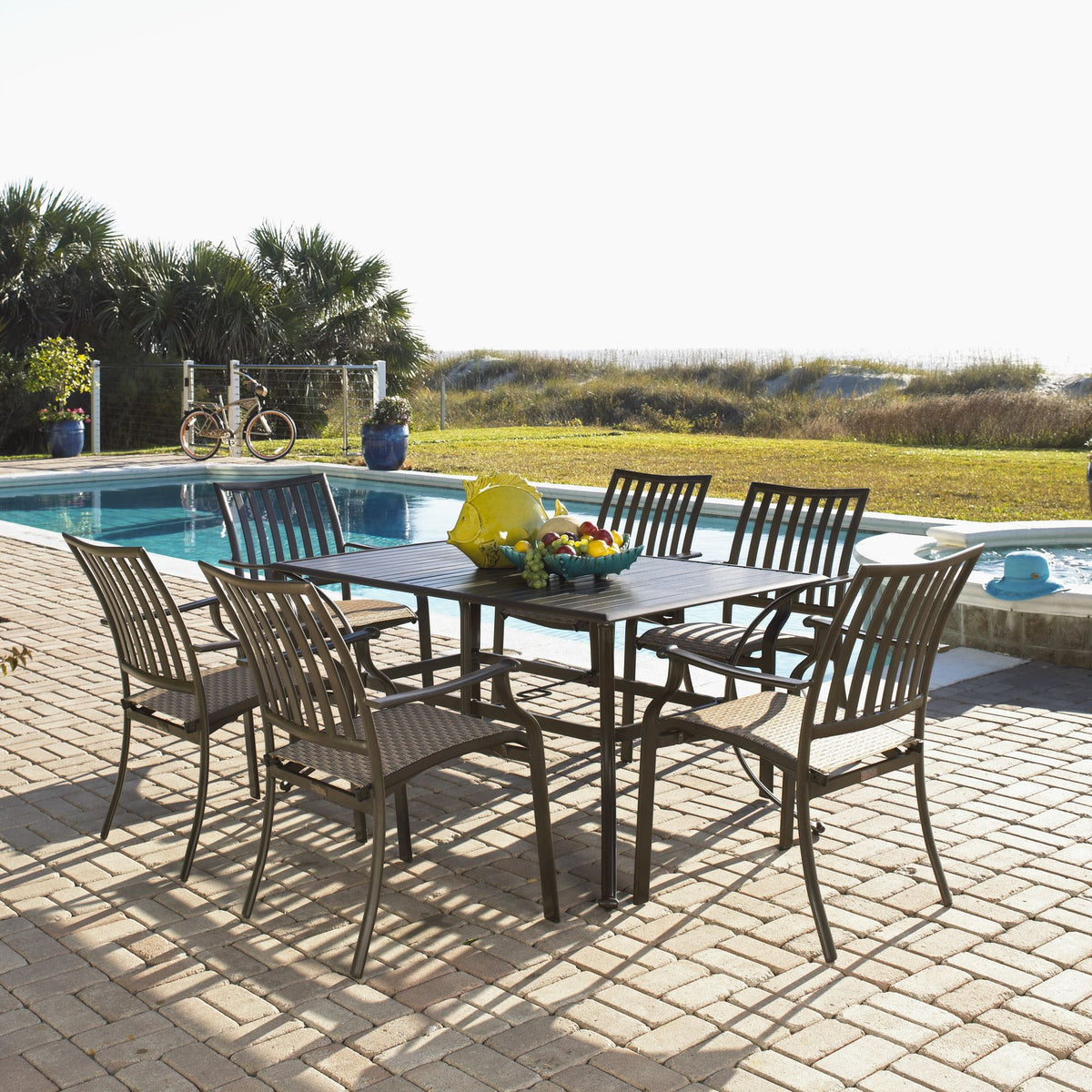 Panama Jack Island Breeze 7 Piece Slatted Dining Set PJO-1001-ESP-7PC - BetterPatio.com
