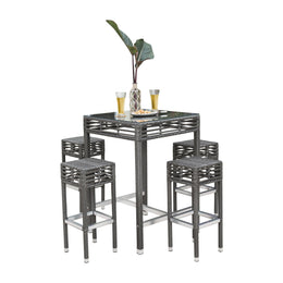 Panama Jack Graphite 5 Pc Pub W/Backless Stools PJO-1601-GRY-5PB