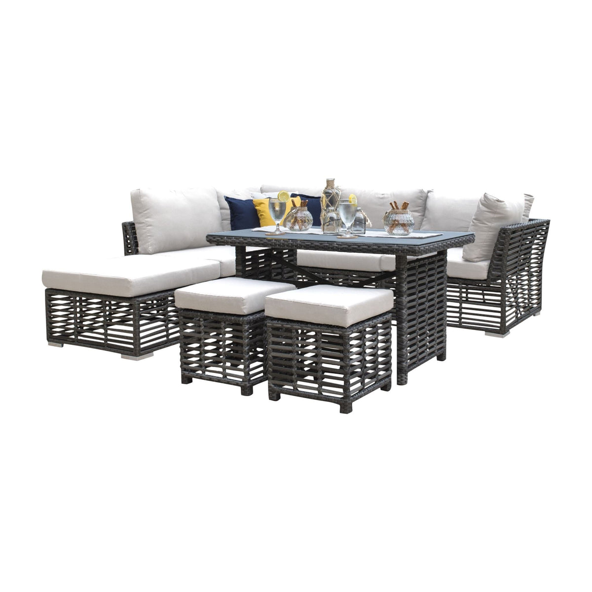 Panama Jack Graphite 7 Pc High Ct Sectional PJO-1601-GRY-7SEC - BetterPatio.com