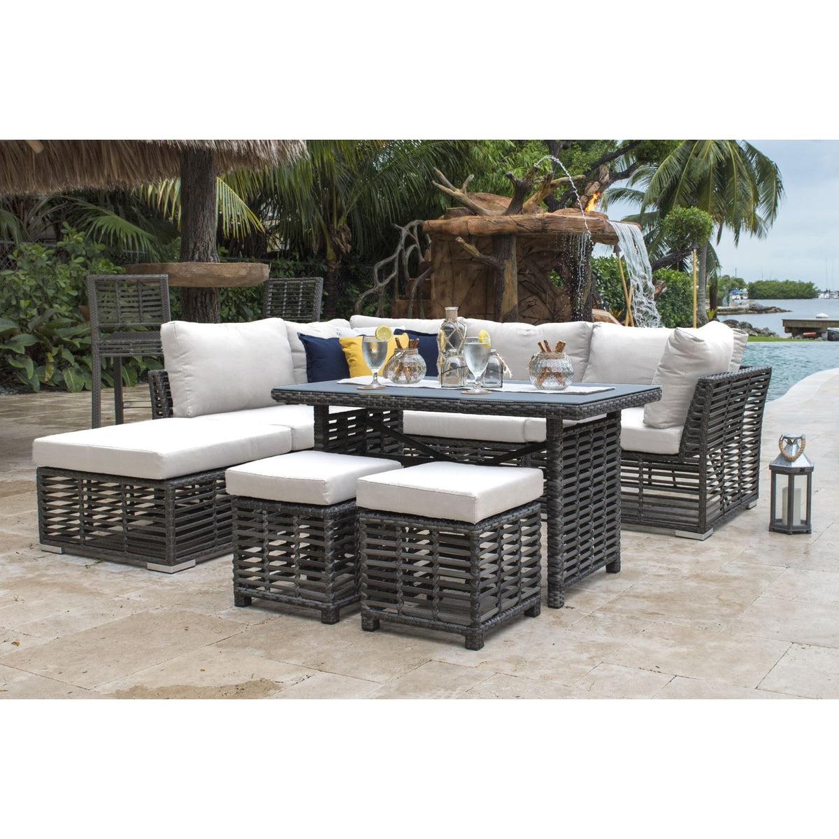 Panama Jack Graphite 7 Pc High Ct Sectional PJO-1601-GRY-7SEC - BetterPatio.com