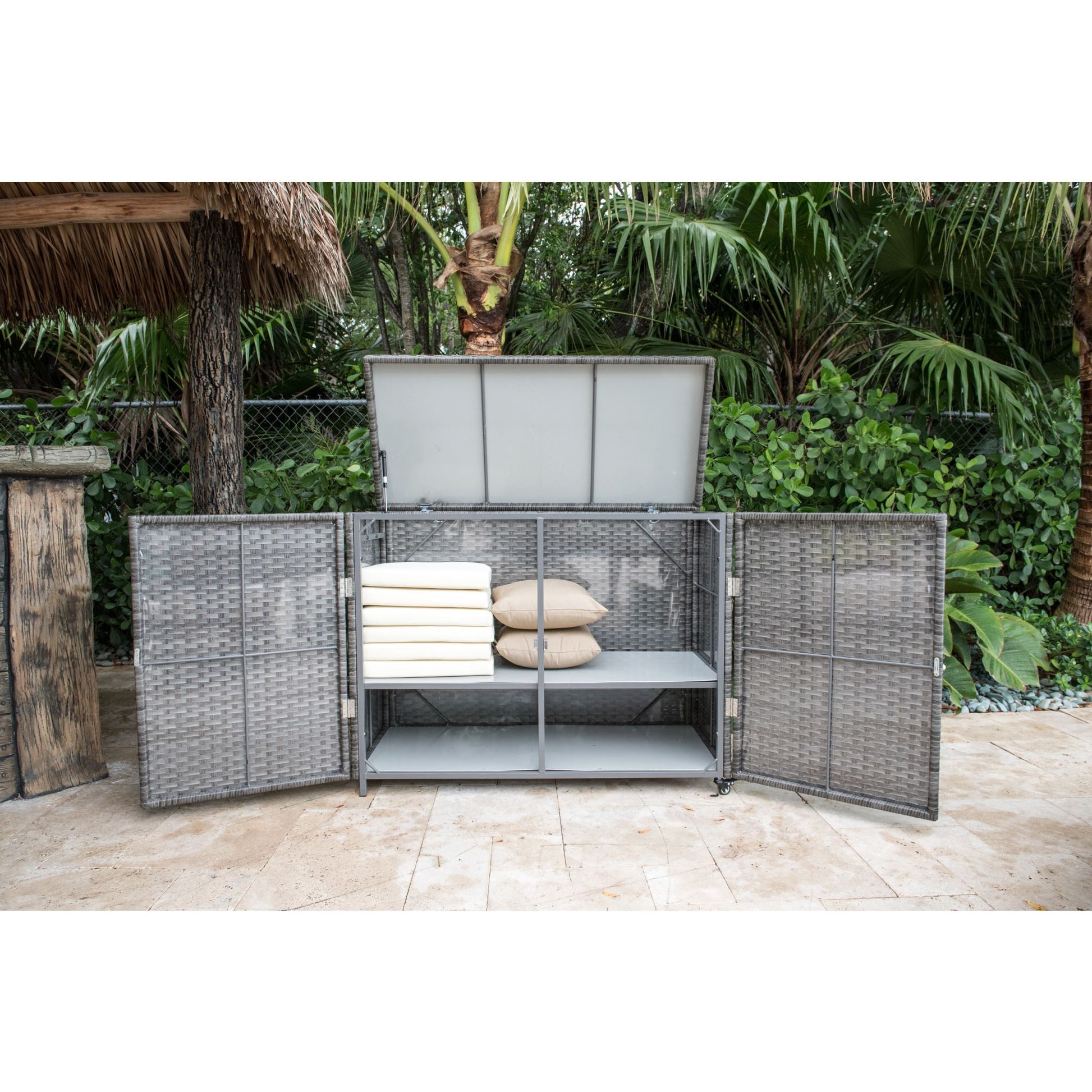 Panama Jack Graphite Cushion Storage Cart With Doors PJO-1601-GRY-CS (DISCONTINUED) - BetterPatio.com