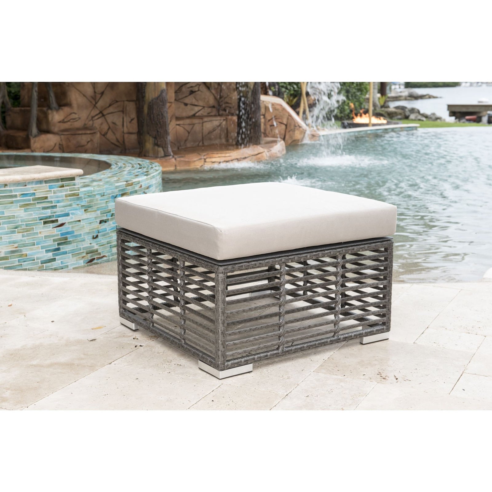 Panama Jack Graphite Square Ottoman PJO-1601-GRY-OT-CUSH - BetterPatio.com