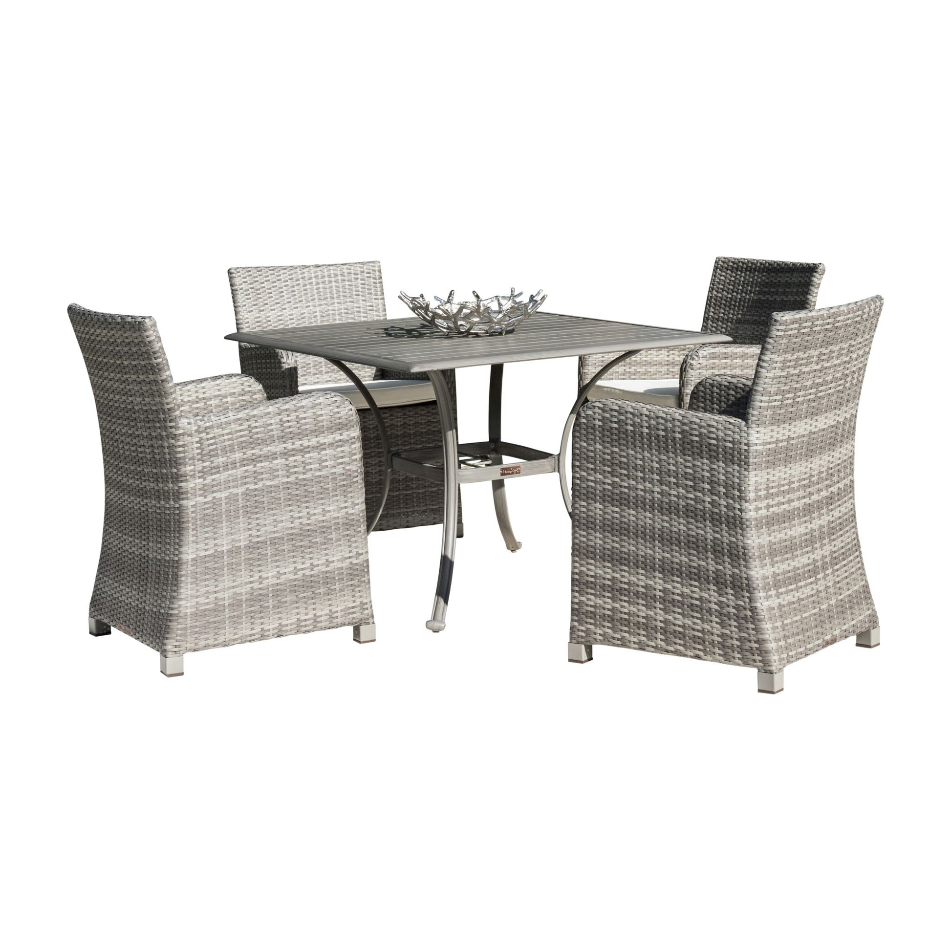 Panama Jack Bridgehampton 5 PC Arm chair Dining Set w/cushions PJO-1701-GRY-5PD-CUSH - BetterPatio.com