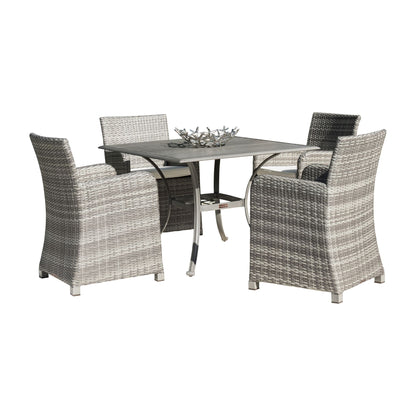 Panama Jack Bridgehampton 5 PC Arm chair Dining Set w/cushions PJO-1701-GRY-5PD-CUSH - BetterPatio.com