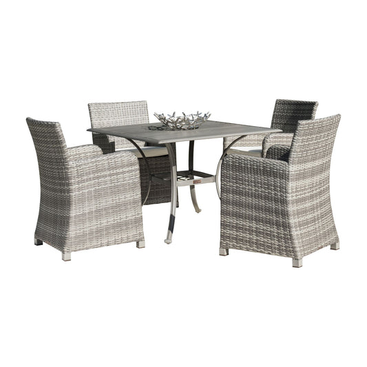 Panama Jack Bridgehampton 5 PC Arm chair Dining Set w/cushions PJO-1701-GRY-5PD-CUSH - BetterPatio.com