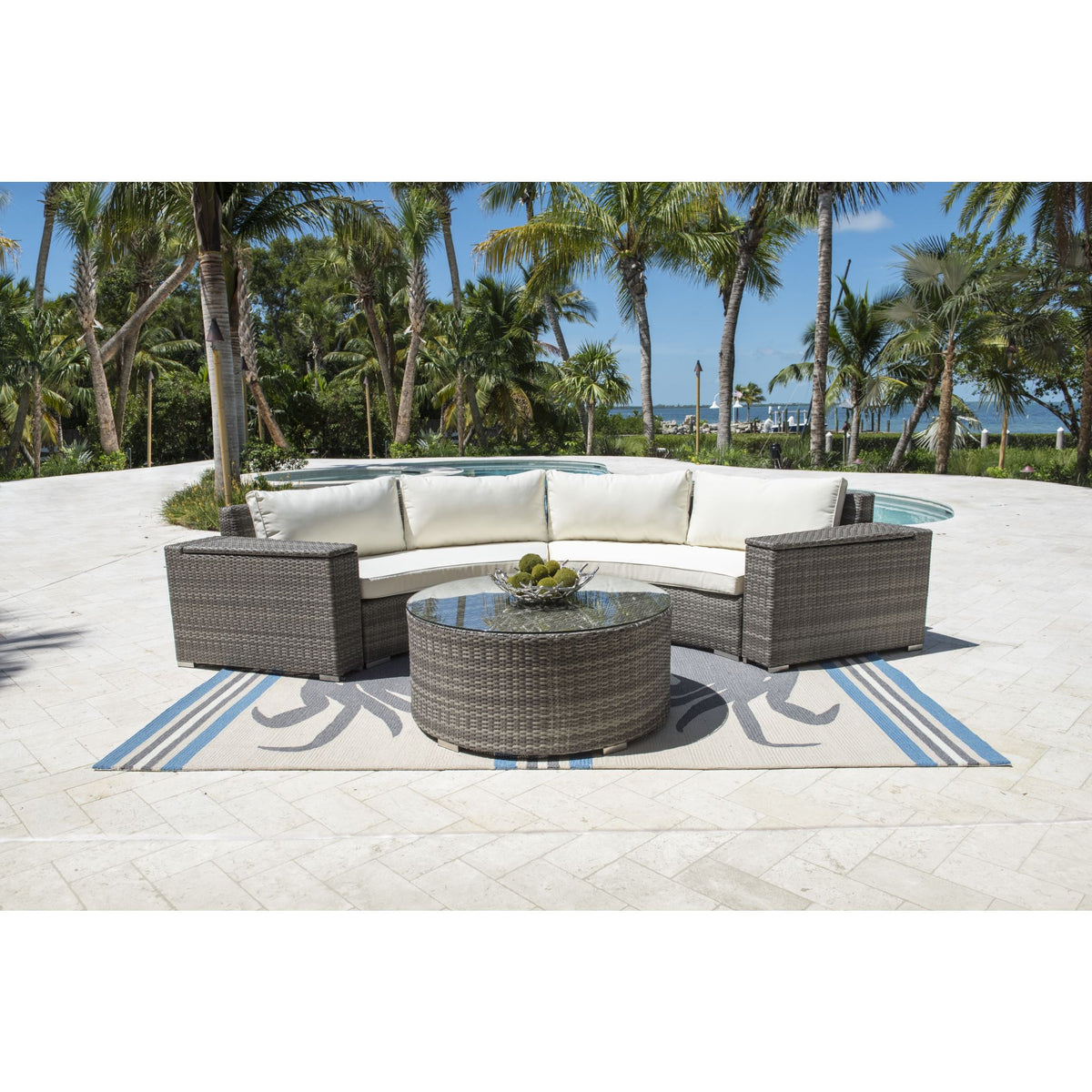 Panama Jack Bridgehampton 5 Piece Sectional Set  PJO-1701-GRY-5SEC-CUSH - BetterPatio.com