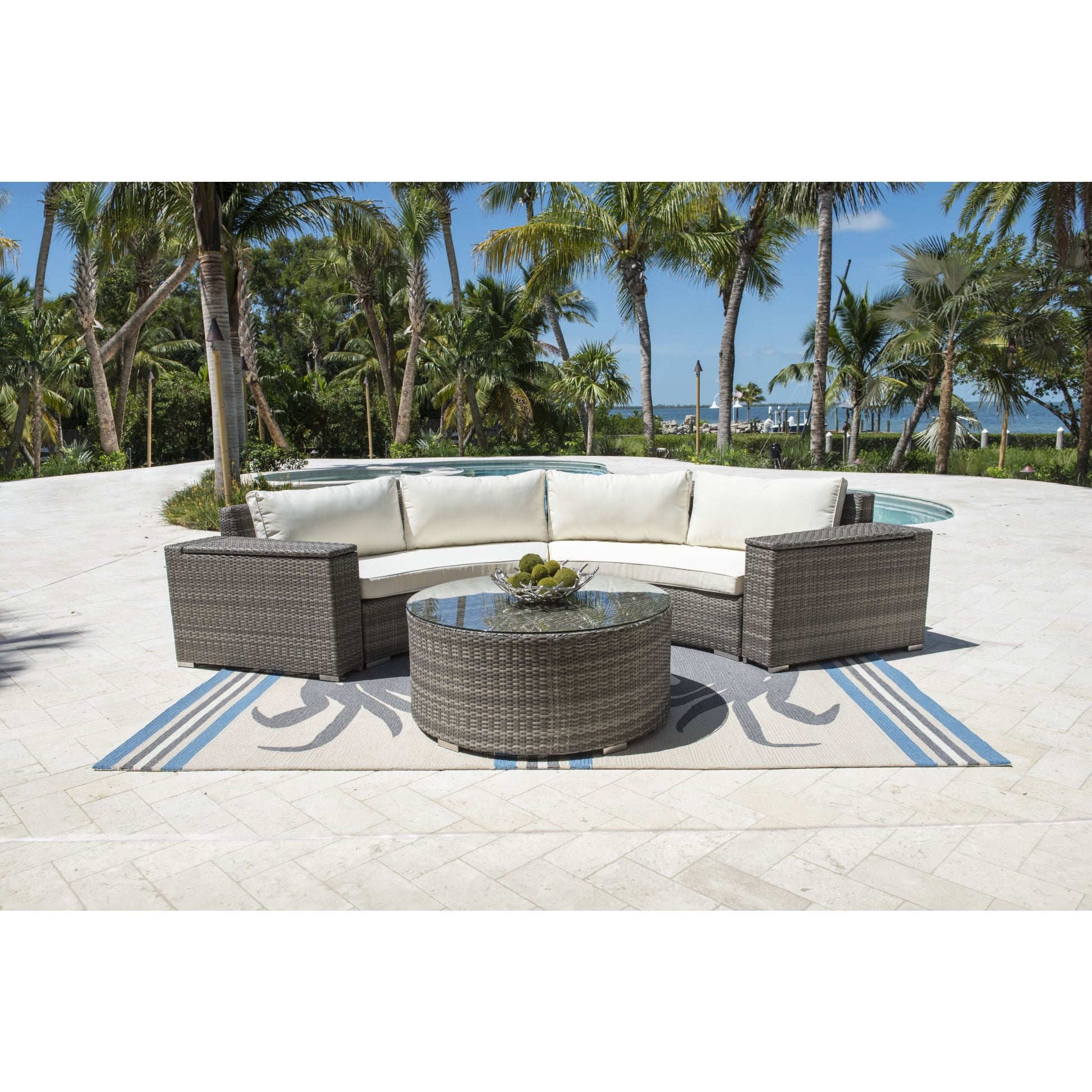 Panama Jack Bridgehampton 5 Piece Sectional Set  PJO-1701-GRY-5SEC-CUSH - BetterPatio.com