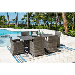 Panama Jack Bridgehampton 7 PC Arm chair Dining Set w/cushions PJO-1701-GRY-7PD-CUSH