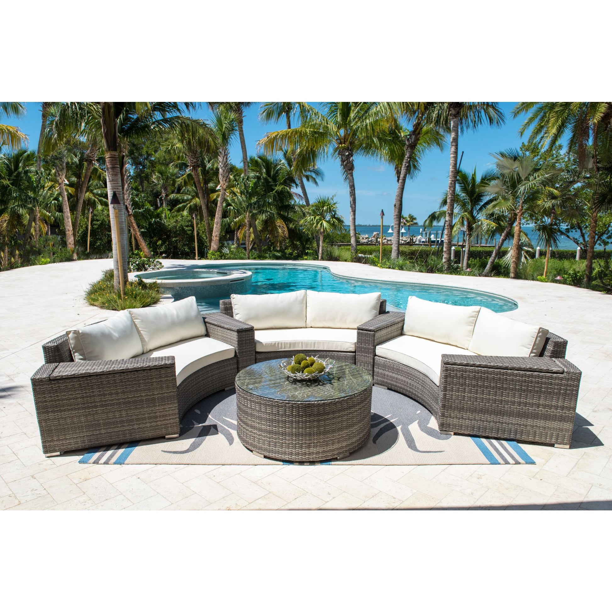 Panama Jack Bridgehampton 8 Piece Sectional Set PJO-1701-GRY-8SEC-CUSH - BetterPatio.com