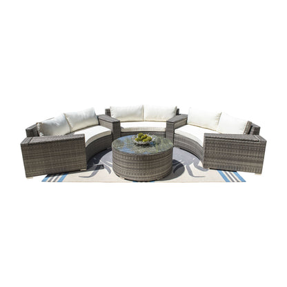 Panama Jack Bridgehampton 8 Piece Sectional Set PJO-1701-GRY-8SEC-CUSH - BetterPatio.com