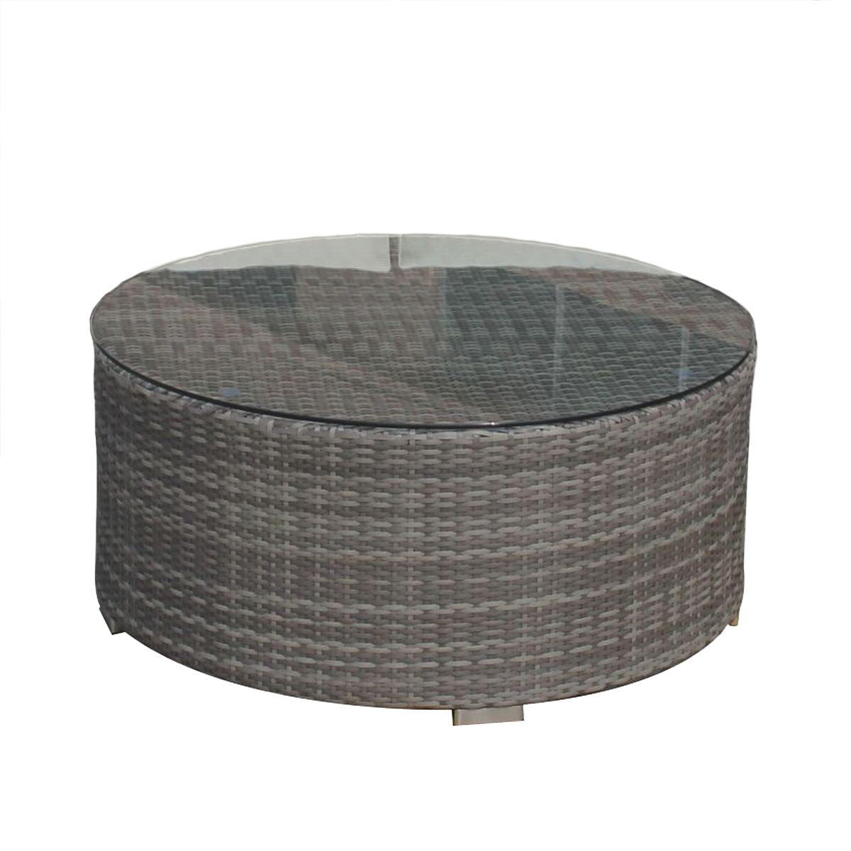 Panama Jack Bridgehampton Round Coffee Table w/glass PJO-1701-GRY-CT-GLASS - BetterPatio.com
